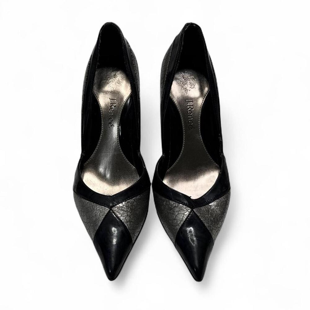 J. Renee black & silver crocodile skin texture office siren heels size 9 1/2 - Picture 3 of 8